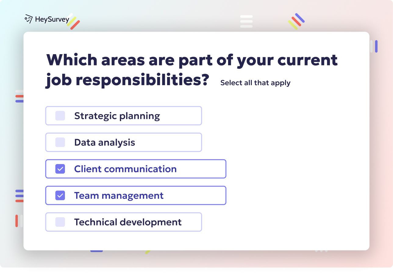 Example image for survey questions on training