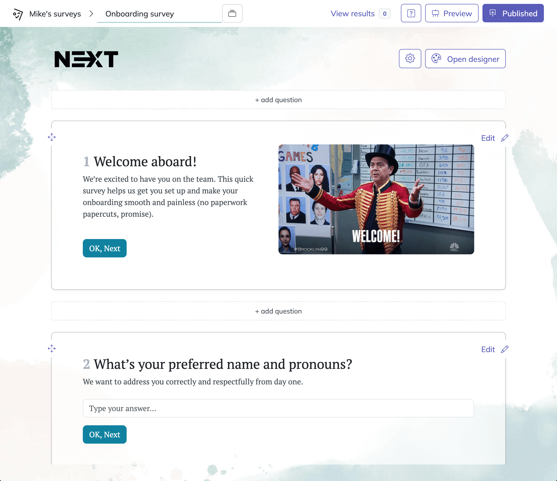 Example image for pre-retreat survey questions
